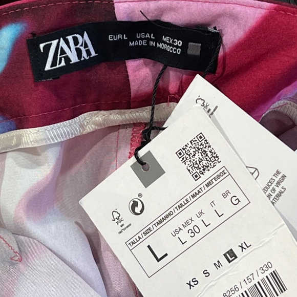 NWT ZARA Satin Feel Wide Leg Floral Pants Size Large - Picture 11 of 16